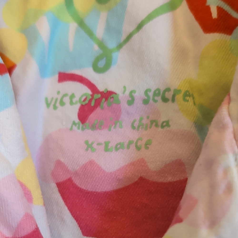 Victoria's Secret Cupcake Print Pajama Set - Pink, Yellow, Blue, Red, Blue - Picture 2 of 13